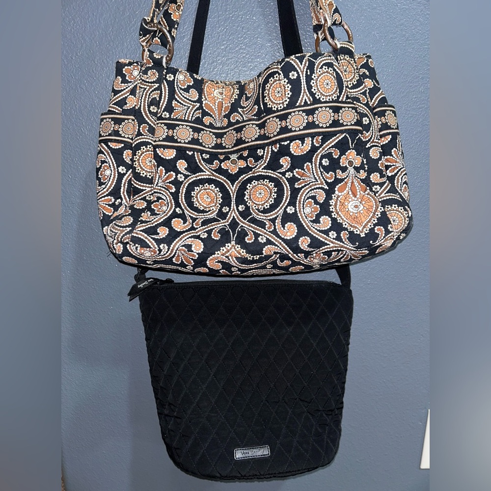 2 Vera Bradley Bags, One Paisley Quilted And One Black Quilted